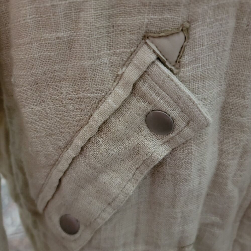 Rag‎ Poets Khaki Colored Linen Jacket Size 1X - Picture 3 of 10